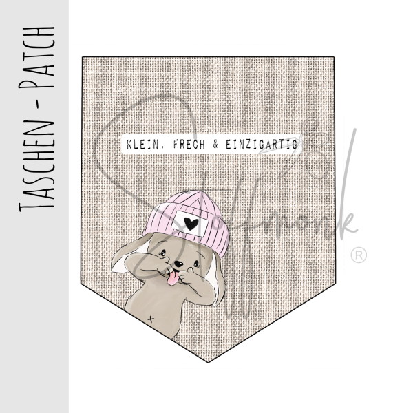 Taschen Patch - Leinenoptik Beige - "klein, frech, einzigartig" (rosa) XaXelu Desgin